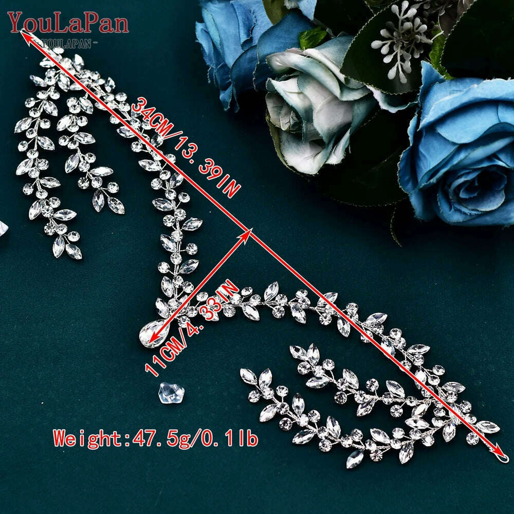 KIMLUD, YouLaPan Bride Forehead Headband Sparkling Rhinestone Headpieces For Wedding Women Prom Party Head Jewelry Accessories HP599, KIMLUD Womens Clothes