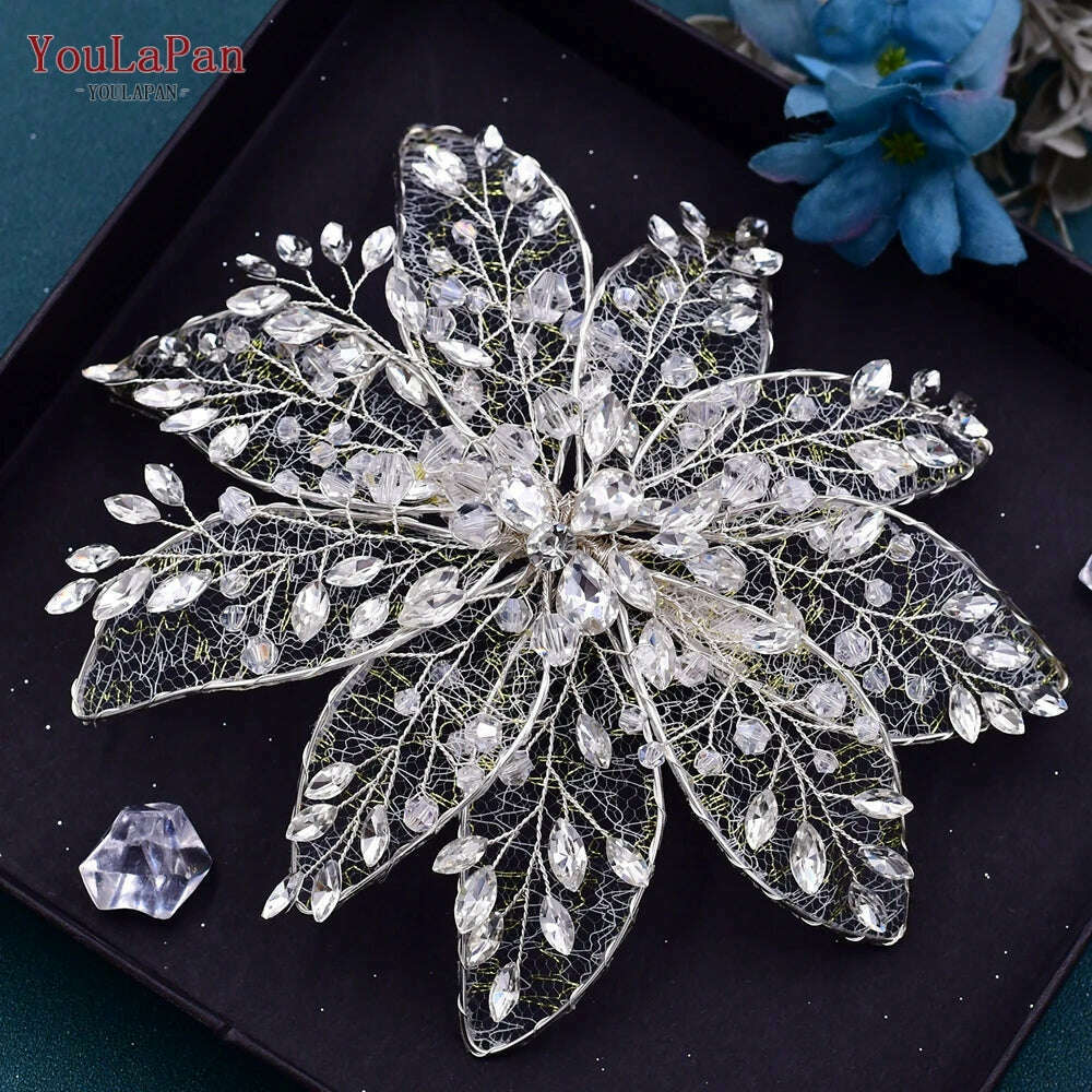 KIMLUD, YouLaPan Bride Forehead Headband Sparkling Rhinestone Headpieces For Wedding Women Prom Party Head Jewelry Accessories HP599, HP217-S, KIMLUD APPAREL - Womens Clothes