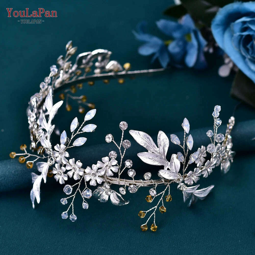 KIMLUD, YouLaPan Bride Forehead Headband Sparkling Rhinestone Headpieces For Wedding Women Prom Party Head Jewelry Accessories HP599, HP278-S, KIMLUD APPAREL - Womens Clothes