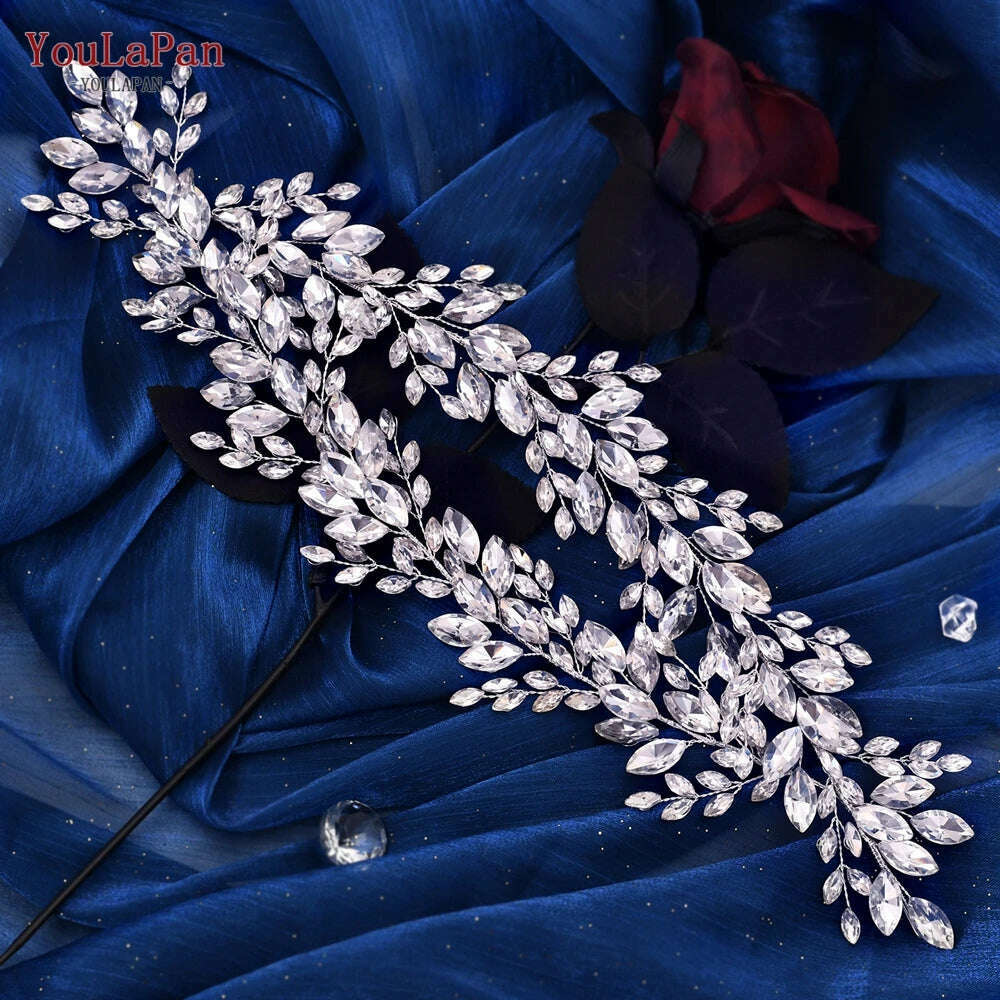 KIMLUD, YouLaPan Bride Forehead Headband Sparkling Rhinestone Headpieces For Wedding Women Prom Party Head Jewelry Accessories HP599, HP304, KIMLUD APPAREL - Womens Clothes