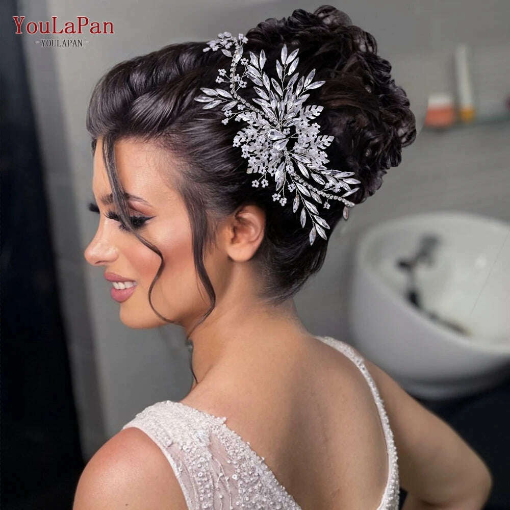 KIMLUD, YouLaPan HP277 Bride Wedding Hair Accessories Rhinestone Headband Bridal Headpiece Hair Ornament for Women Hair Jewelry Headwear, KIMLUD Womens Clothes