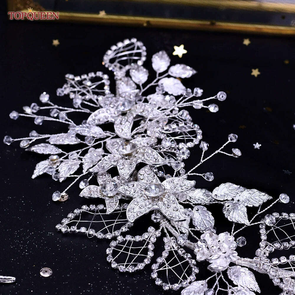 YouLaPan HP282 Wedding Headband Alloy Flower Leaf Hair Tiara Rhinestone Headpiece Bridal Headwear Hair Accessories Head Jewelry - KIMLUD