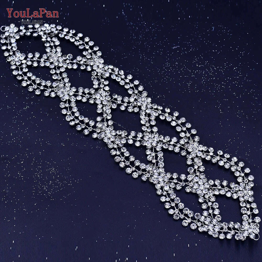 YouLaPan HP282 Wedding Headband Alloy Flower Leaf Hair Tiara Rhinestone Headpiece Bridal Headwear Hair Accessories Head Jewelry - KIMLUD