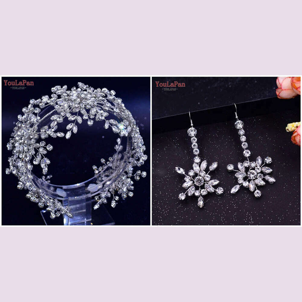 YouLaPan HP389 Bridal Tiara Rhinestone Woman Headband Wedding Hair Accessory Pageant Headwear Silver Gold Color Bride Headpiece - KIMLUD