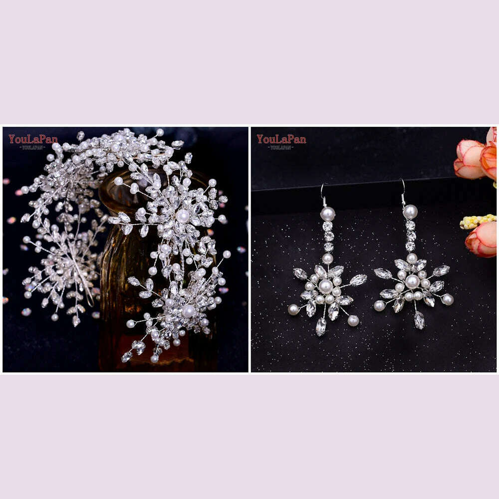 YouLaPan HP389 Bridal Tiara Rhinestone Woman Headband Wedding Hair Accessory Pageant Headwear Silver Gold Color Bride Headpiece - KIMLUD