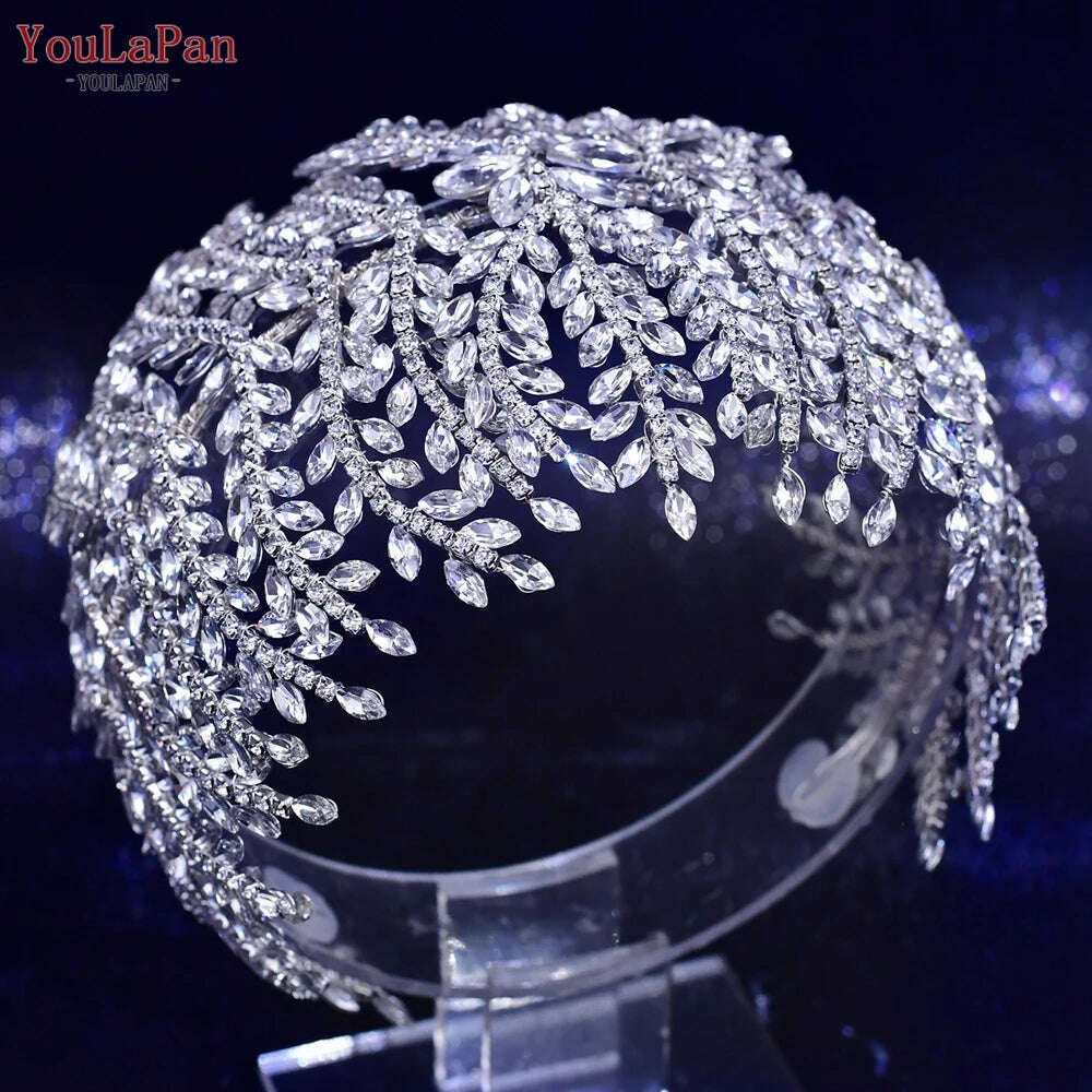 KIMLUD, YouLaPan HP435 Wedding Tiara Crystal Bridal Headband Women Hair Crown Bridal Hair Accessories Bride Headpieces for Party Banquet, HP435, KIMLUD APPAREL - Womens Clothes
