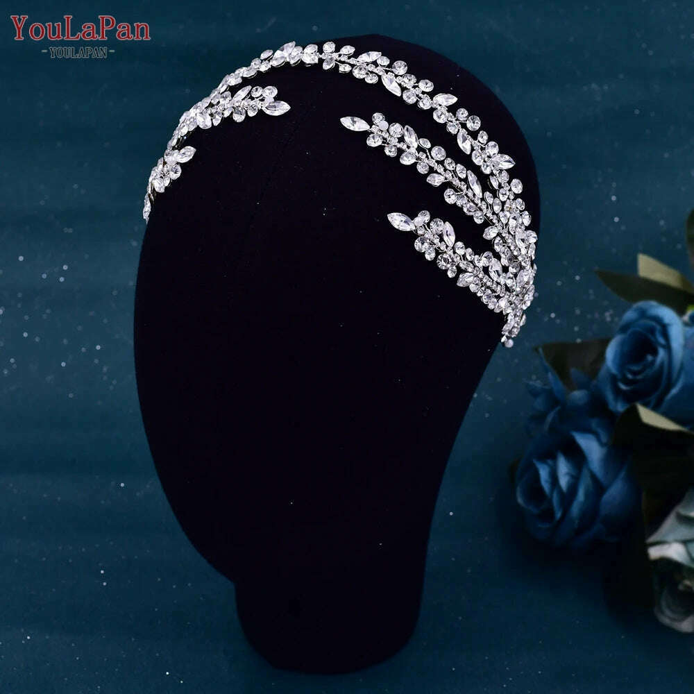 YouLaPan HP496 Rhinestone Bridal Headband Woman Headpiece Wedding Hair Accessories Bride Tiara Pageant Headdresses Wedding Tiara - KIMLUD