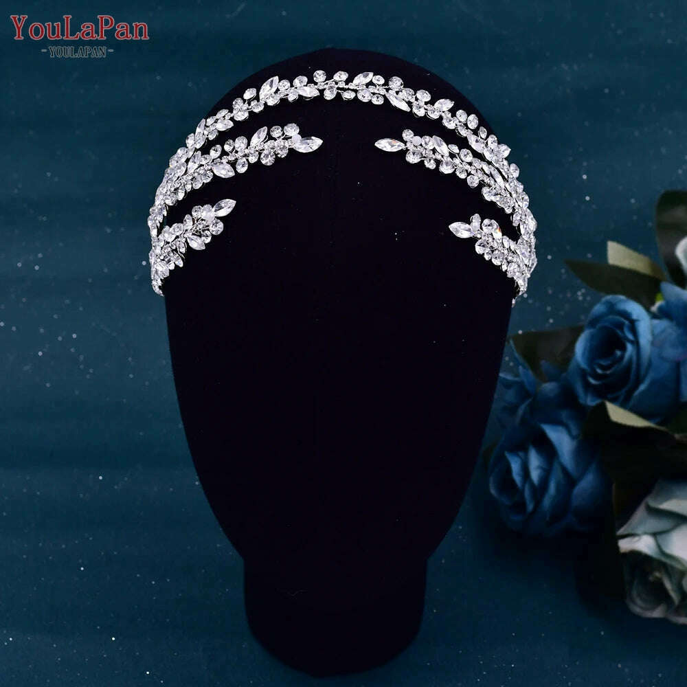 YouLaPan HP496 Rhinestone Bridal Headband Woman Headpiece Wedding Hair Accessories Bride Tiara Pageant Headdresses Wedding Tiara - KIMLUD