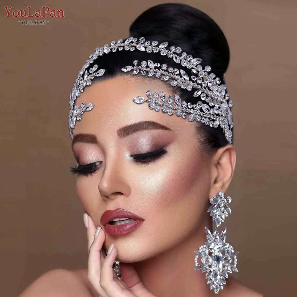 YouLaPan HP496 Rhinestone Bridal Headband Woman Headpiece Wedding Hair Accessories Bride Tiara Pageant Headdresses Wedding Tiara - KIMLUD