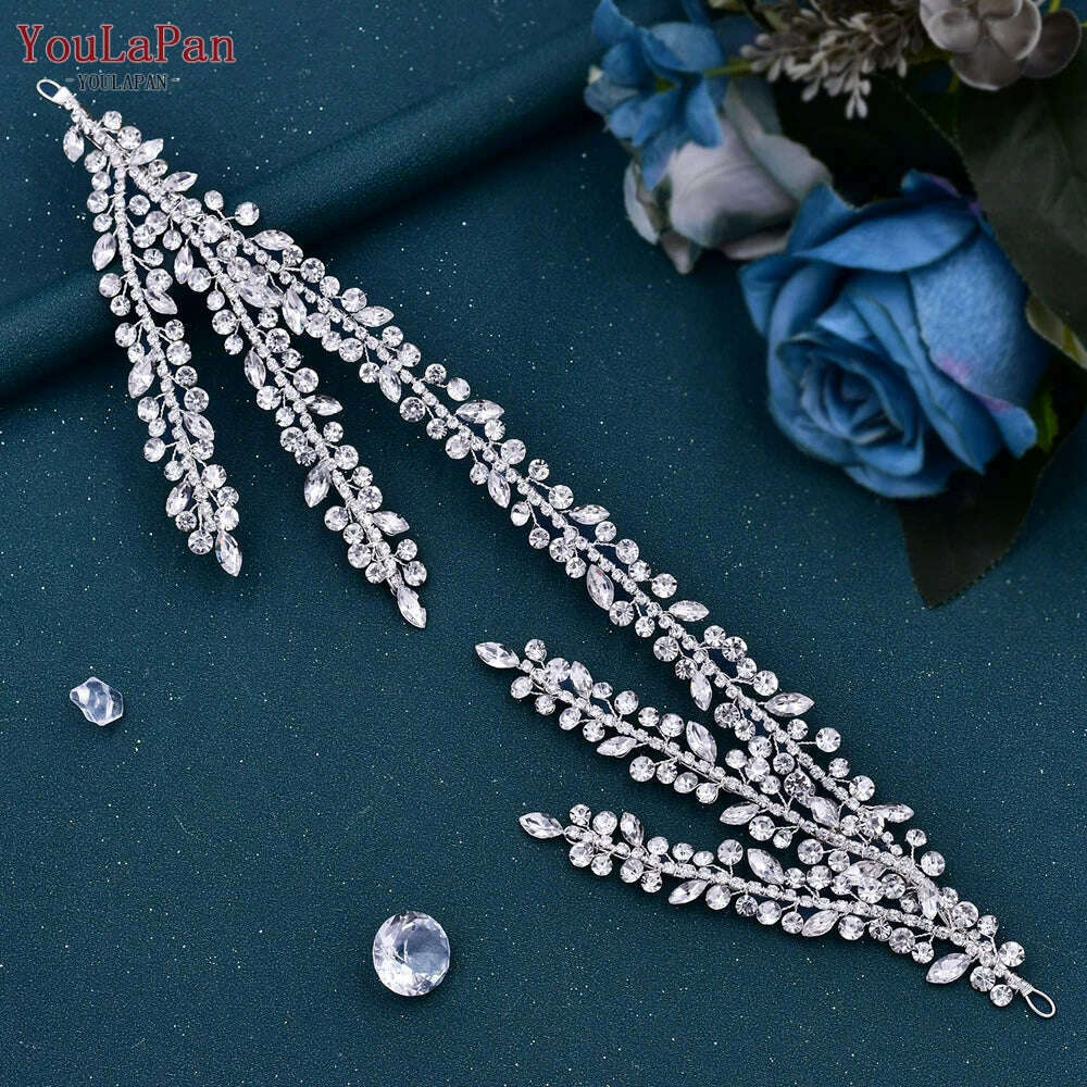 YouLaPan HP496 Rhinestone Bridal Headband Woman Headpiece Wedding Hair Accessories Bride Tiara Pageant Headdresses Wedding Tiara - KIMLUD