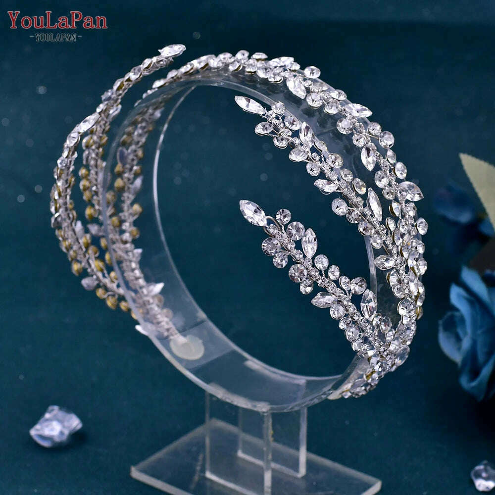 YouLaPan HP496 Rhinestone Bridal Headband Woman Headpiece Wedding Hair Accessories Bride Tiara Pageant Headdresses Wedding Tiara - KIMLUD