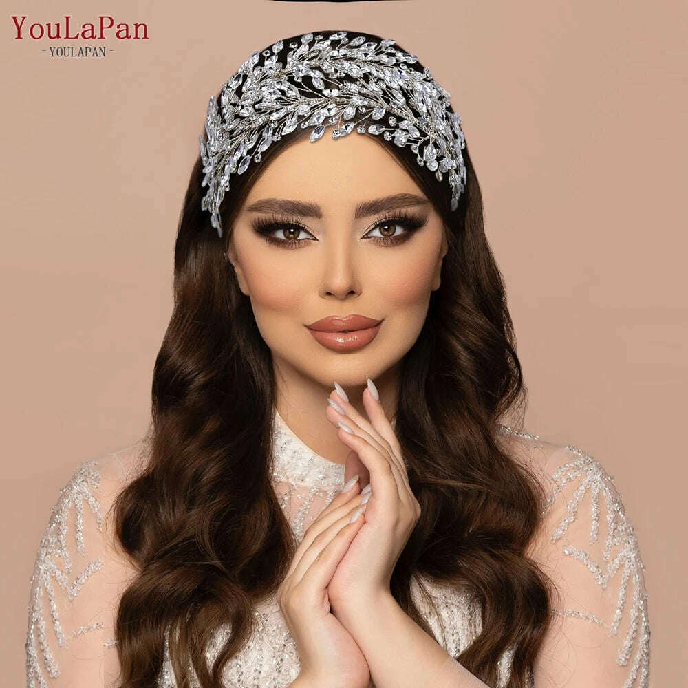 YouLaPan Wedding Headband for Bride Rhinestone Bridal Hair Accessories Bridesmaid Headpiece Party Woman Headdress Jewelry HP588 - KIMLUD