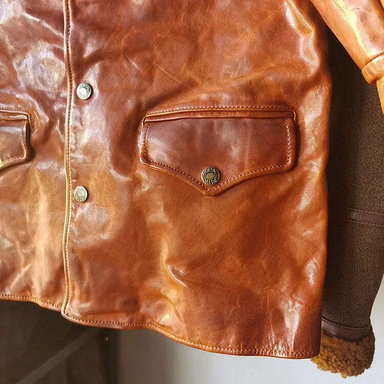 KIMLUD, YR!Free shipping.2023 vintage style slim tea core horsehide jacket.Brand quality genuine leather coat.정품 가죽 casual Luxury Pineal, KIMLUD Womens Clothes