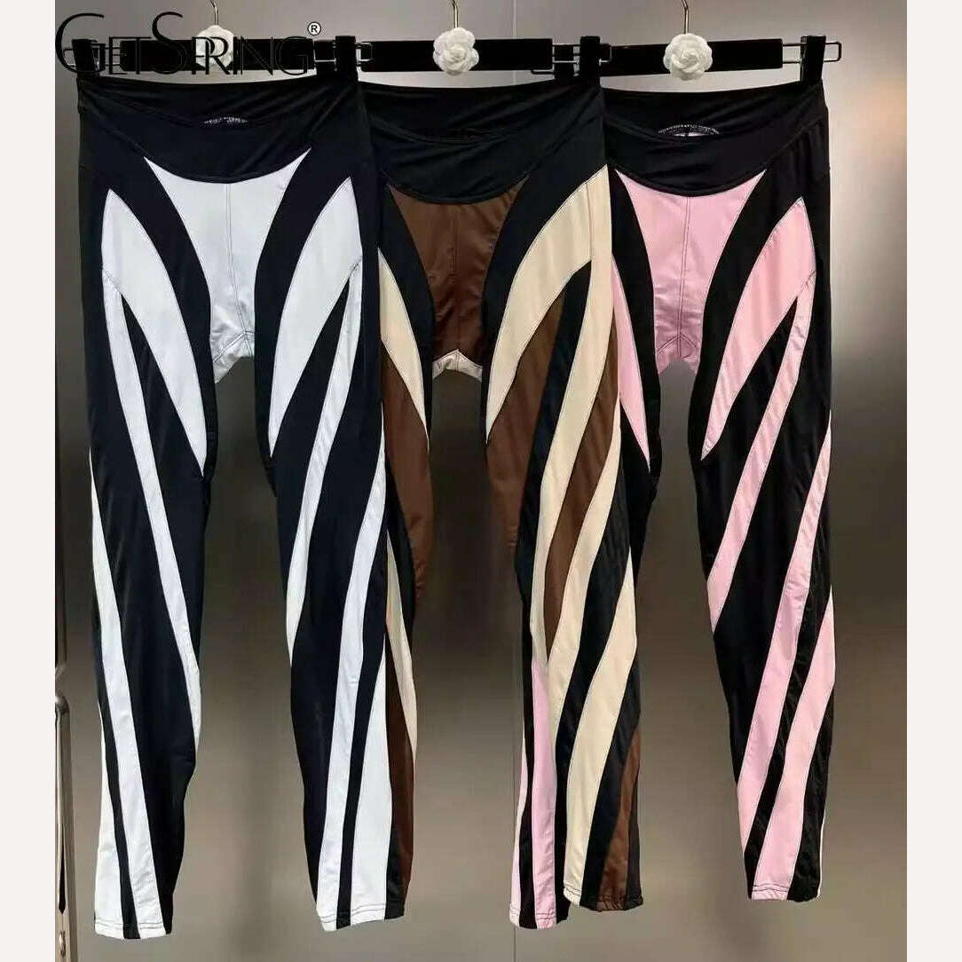 KIMLUD, Yuerwang Women leggings Pant Capris 2023 Color Matching Elastic Waist Slim Thin Long All Match Fashionable Bottoming Pants New, KIMLUD Womens Clothes