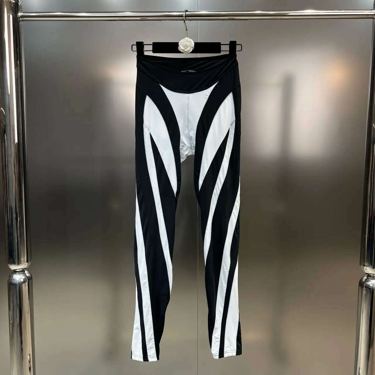 KIMLUD, Yuerwang Women leggings Pant Capris 2023 Color Matching Elastic Waist Slim Thin Long All Match Fashionable Bottoming Pants New, black and white / M, KIMLUD APPAREL - Womens Clothes