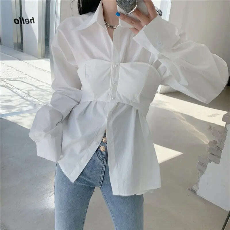 KIMLUD, Zadily 2024 Spring Office Lady Long Sleeve Women Blue Shirt Korea Style Button Up Ladies Blouse Work Female Clothing Tops, KIMLUD Womens Clothes