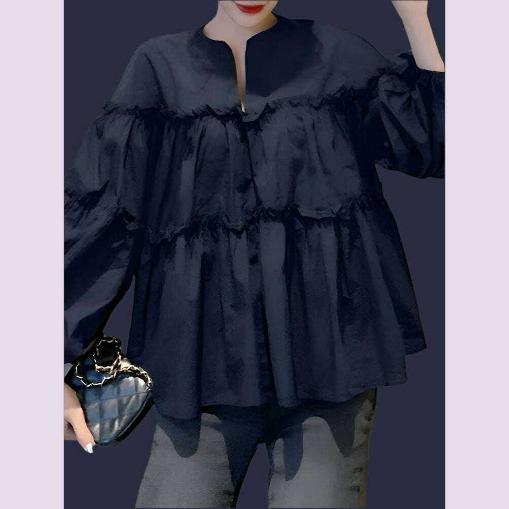 KIMLUD, ZANZEA Fashion Women Long Puff Sleeve Blouse Autumn Spring Eelgant Shirt Ruffles Blusas Femininas Mujer Party Work Tops Tunic, KIMLUD Womens Clothes