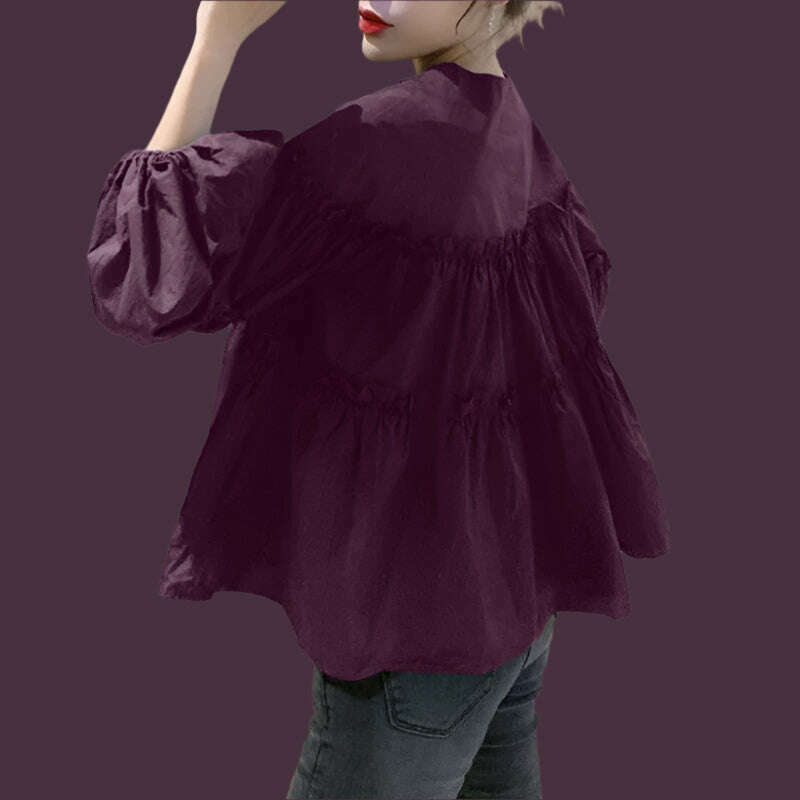 KIMLUD, ZANZEA Fashion Women Long Puff Sleeve Blouse Autumn Spring Eelgant Shirt Ruffles Blusas Femininas Mujer Party Work Tops Tunic, KIMLUD Womens Clothes