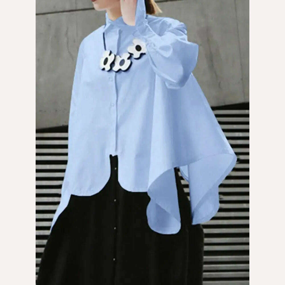 ZANZEA Women Asymmetrical Blouse Autumn Spring Fashion Shirt Long Sleeve Blusas Female Casual Work Holiday Tops Buttons Chemise - KIMLUD