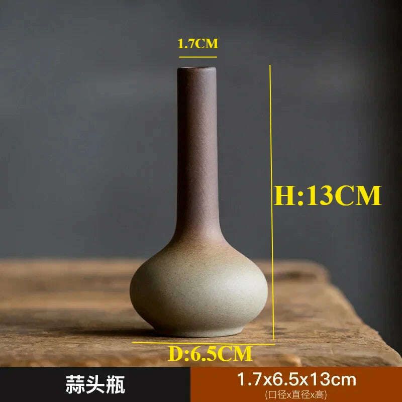 KIMLUD, Zen Rough Pottery Tea Pet Ornaments Ceramic Vase Tea Table Decor Living Room Desktop Decoration Retro Tea Ceremony Accessories, E, KIMLUD APPAREL - Womens Clothes