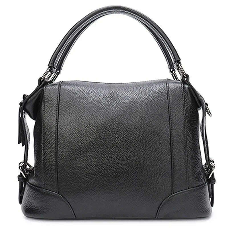 KIMLUD, Zency Luxury Design Female Handbag Soft Genuine Leather Women Top-handle Bag Large Capacity High Quality Shoulder Bag, KIMLUD Women's Clothes