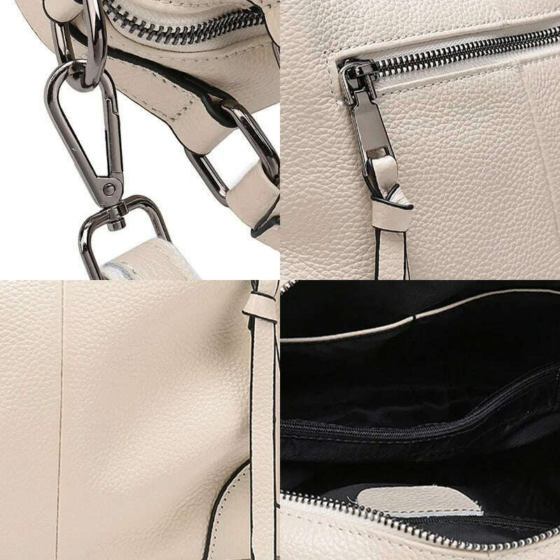 KIMLUD, Zency Luxury Design Female Handbag Soft Genuine Leather Women Top-handle Bag Large Capacity High Quality Shoulder Bag, KIMLUD Womens Clothes
