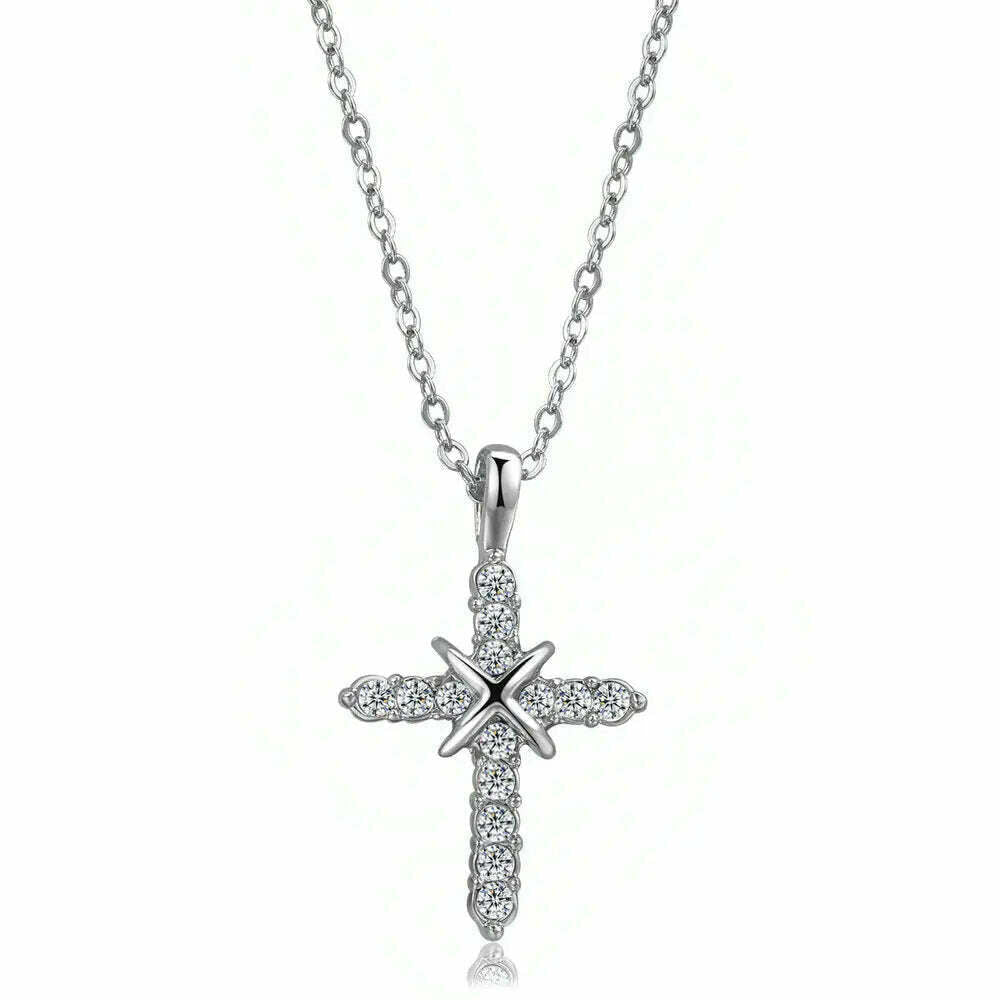 ZHOUYANG Pendant Necklace For Women Luxury Zircon Cross Light Gold Color Kpop Choker Chain Christmas Gift Jewelry Wholesale N221 - KIMLUD
