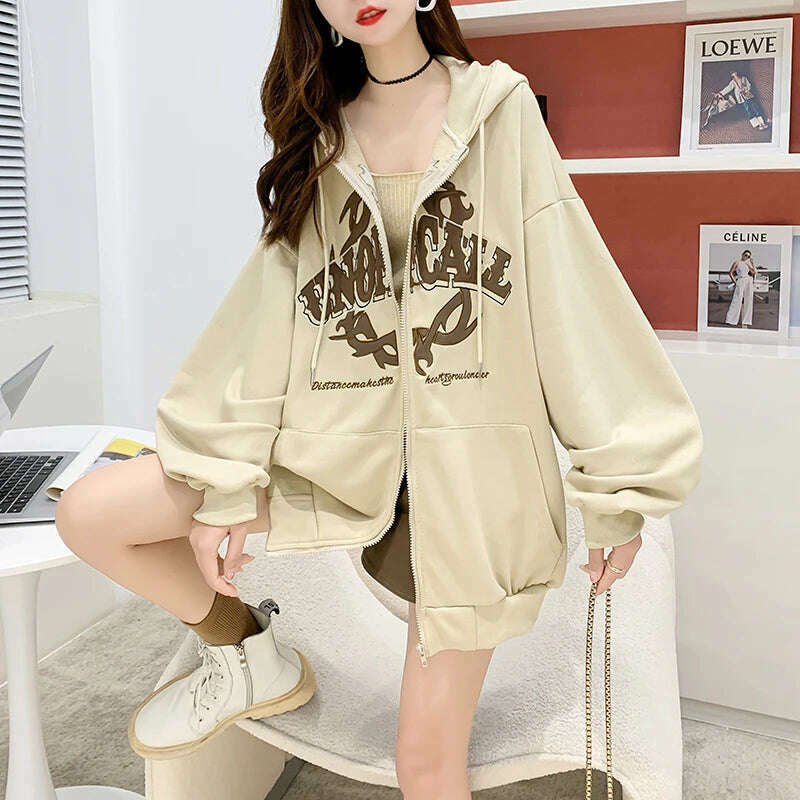 KIMLUD, Zip Up Hoodie Women Men 2023 Y2k Kawaii Harajuku Clothes Full Gothic Web Sweatshirt Hip Hop Grunge Oversized Jacket Coat Tops, KIMLUD Womens Clothes