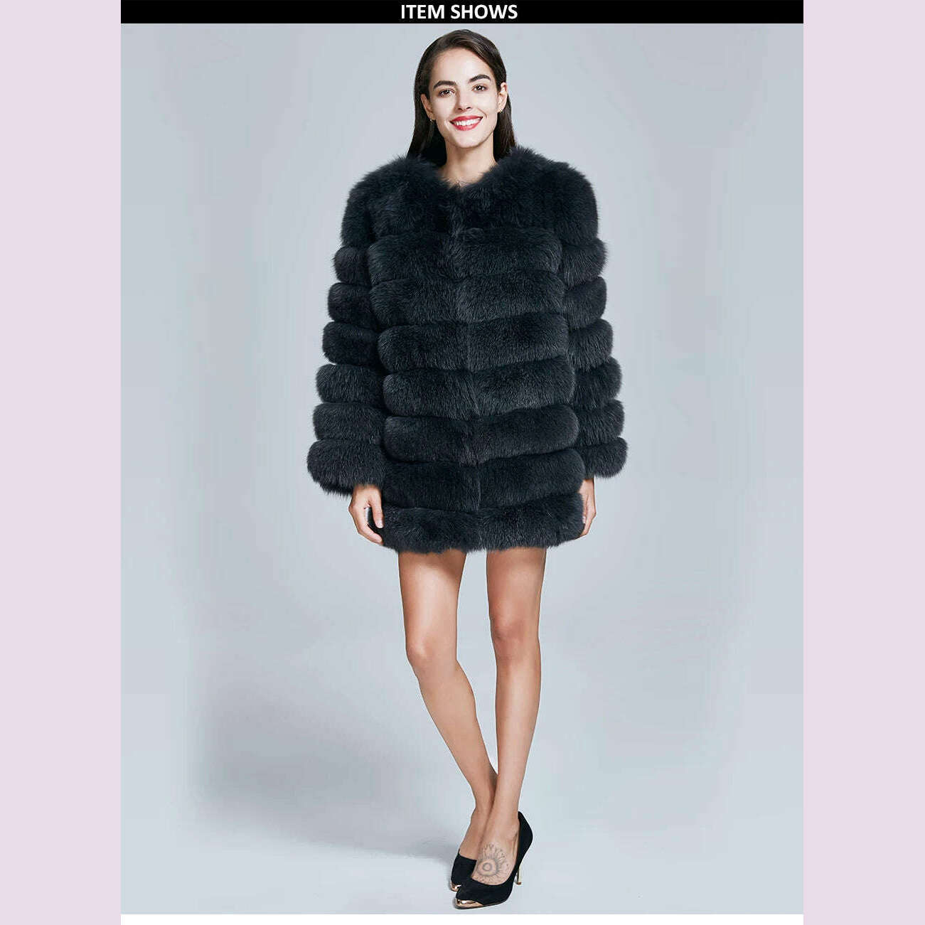 ZIRUNKING Real Blue Fox Fur Coat Women Natural Thick Long Overcoat Winter Warm High Quality Classic Fashion Clothes ZC1726 - KIMLUD