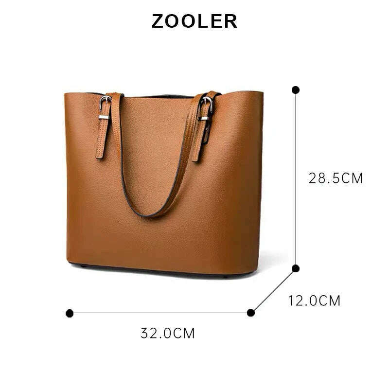 KIMLUD, ZOOLER Exclusively Full Skin Genuine Leather Women Shoulder Bags Soft Handbag Ladies Bag Large Capacity Tote Winter Cow#sc1006, KIMLUD Women's Clothes