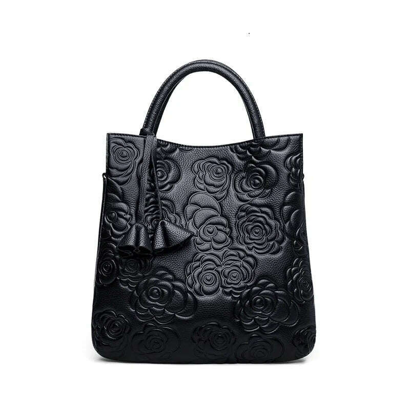 KIMLUD, ZOOLER Full 100% Real Leather Women Hand Bags Trendy Ladies Cow Skin Handbag  Luxury Designer Big Totes Formal Black#YC225, Black, KIMLUD Womens Clothes