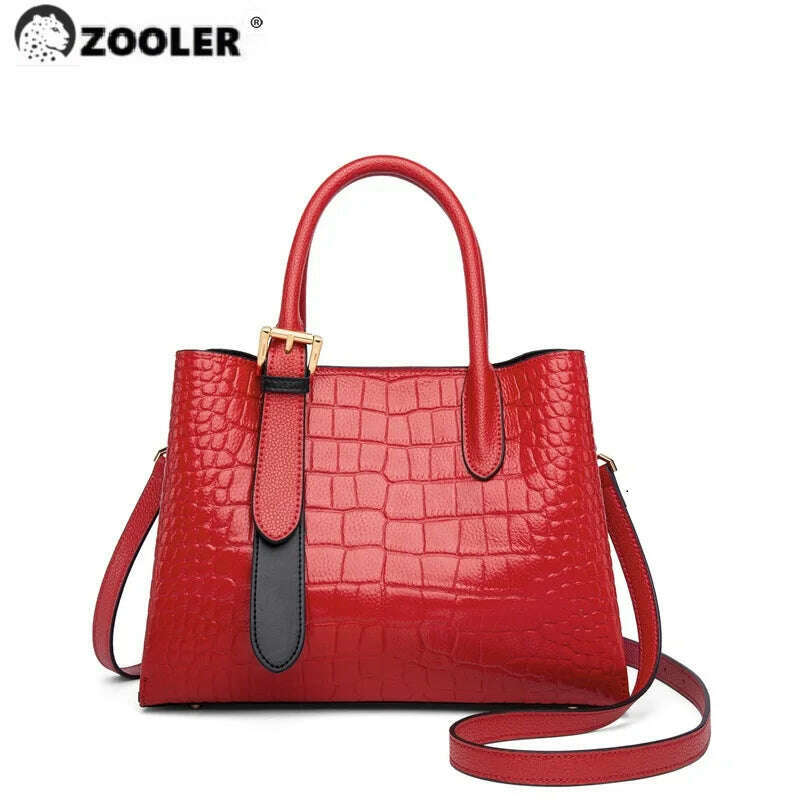 KIMLUD, ZOOLER New Classic 100% Genuine Leather Handbag Lucky Red Luxury Totally Skin Leather Shoulder bags Women Formal Tote Bag Brand, KIMLUD Womens Clothes
