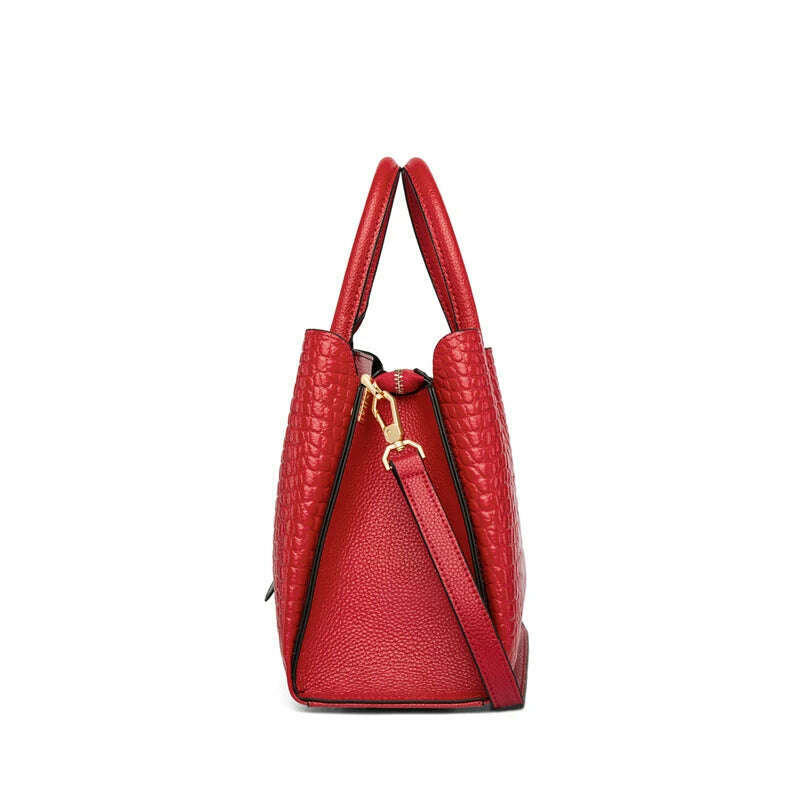 KIMLUD, ZOOLER New Classic 100% Genuine Leather Handbag Lucky Red Luxury Totally Skin Leather Shoulder bags Women Formal Tote Bag Brand, KIMLUD Womens Clothes