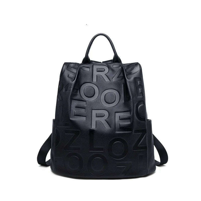 KIMLUD, ZOOLER Original 100% Full Cow Genuine Leather Women Backpack Soft Leather Book School Bags Real Skin Travel Bag # YC226, Black elegant, KIMLUD Womens Clothes