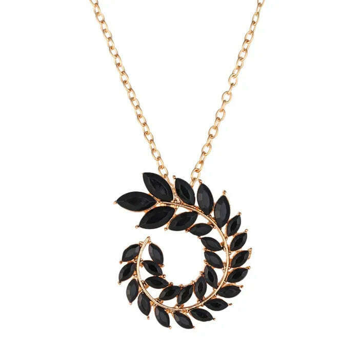 KIMLUD, ZOSHI Fashion Women  Jewelry Set New Design Luxury Zircon Olive Branch Earrings and Pendant Necklace Sets Wedding Jewelry Set, XL1717, KIMLUD APPAREL - Womens Clothes