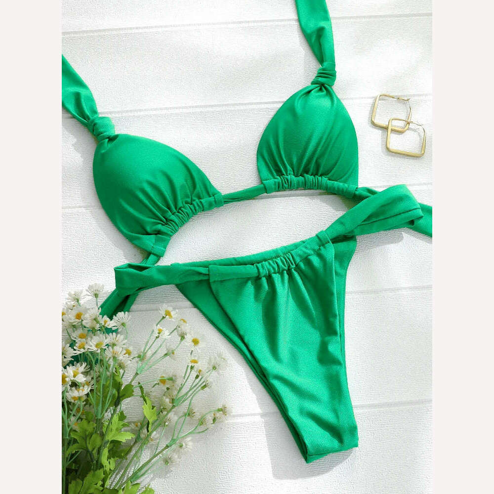ZRTAK Lace Bikinis Sexy String Swimsuit Long Strap Swimwear Women Bathing Suit Summer Beachwear Print Bandage Bikini Set - KIMLUD